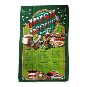 Vintage Irish Recipes Linen Tea Towel Linen/Cotton Blend Ireland Souvenir Gift